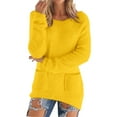 thumbnail image 2 of Yellow Womens Fall Tops Womens Casual Solid Long Sleeve Jumper Sweaters Blouse Sweaters for Women, 2 of 5