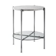 thumbnail image 1 of Ensemble de Table Basse Ronde 2 Pièces - Faux Marbre Blanc et Chrome, 1 of 6