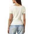 thumbnail image 3 of INSPIRE CHIC Short Sleeves Top for Women Ruched Going Out Crop Shirts Slim Fit Basic Tee Blouse XS White, 3 of 6