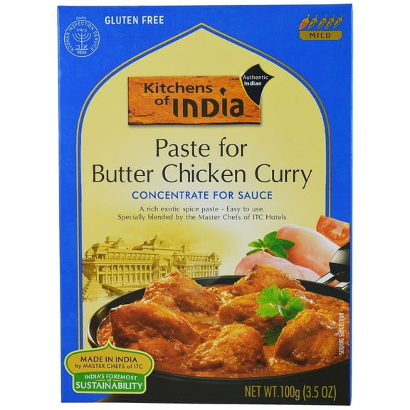 Kitchens of India, Paste for Butter Chicken Curry, Concentrate for Sauce, Mild, 3.5 oz (pack of 3)