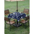 thumbnail image 3 of Outdoor Tablecloth with Umbrella Hole and Zipper, Navy Blue Christmas Square Table Cloth 60x60 Inch Waterproof Tablecloth, Xmas Trees Snowflake Winter Botanical Picnic Table Cover for Patio Camping, 3 of 7