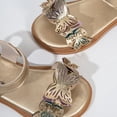 thumbnail image 5 of FINALGANG Little Girls Adjustable Ankle Strap Floral Applique Closed Toe Sandals Shiny Upper Flat Sole Summer Party Kids Princess Sandals Casual Shoes 2.5-3 Years, 5 of 6