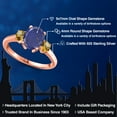 thumbnail image 2 of Gem Stone King 18K Rose Gold Plated Silver Blue Lapis and Yellow Citrine Engagement Ring for Women | 2.51 Cttw | Oval 9X7MM | Gemstone Birthstone | Size 6, 2 of 6