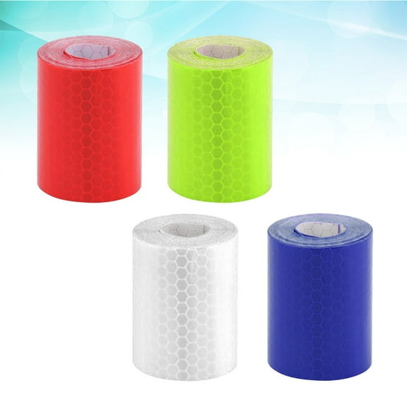 UNOMOR 4 Rolls Safety Reflective Sticker Running Reflective Tape Blue White Red Yellow For Cyclists Runners