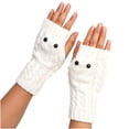 thumbnail image 2 of YWDJ Warm Gloves Women Girl Knitted Arm Fingerless Keep Warm Winter Gloves Soft Warm Mitten White, 2 of 2