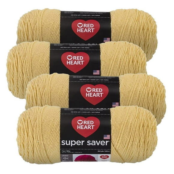 Red Heart Super Saver Yarn (4-Pack of 7oz Skeins) (cornmeal)
