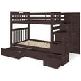 thumbnail image 5 of Bedz King Tall Stairway Bunk Beds Twin over Twin with 4 Drawers in the Steps and 2 Under Bed Drawers, Dark Cherry, 5 of 9