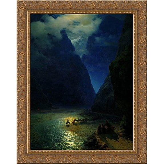 Darial Gorge 20x24 Gold Ornate Wood Framed Canvas Art by Aivazovsky, Ivan