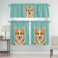 thumbnail image 5 of Sunglasses Corgi Curtain Valances Set Retro Funny Corgi Green Background Kitchen Curtains 24&nbsp;inch Length Rod Pocket Valance and Tiers 3 Piece Set Small Bedroom Bathroom Laundry Decor, 5 of 9