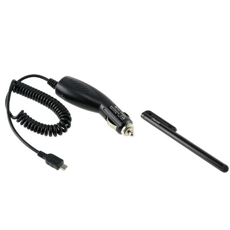 Insten Micro USB Car Charger + Stylus Pen For Samsung Galaxy J3 luna pro J7 sky pro Amp Prime 2 J1 S5 S4 LG Stylo 3 K20 Plus Motorola Moto E4 Plus G5 G4 Play ZTE Majesty Pro Maven 3 Huawei Ascend XT2