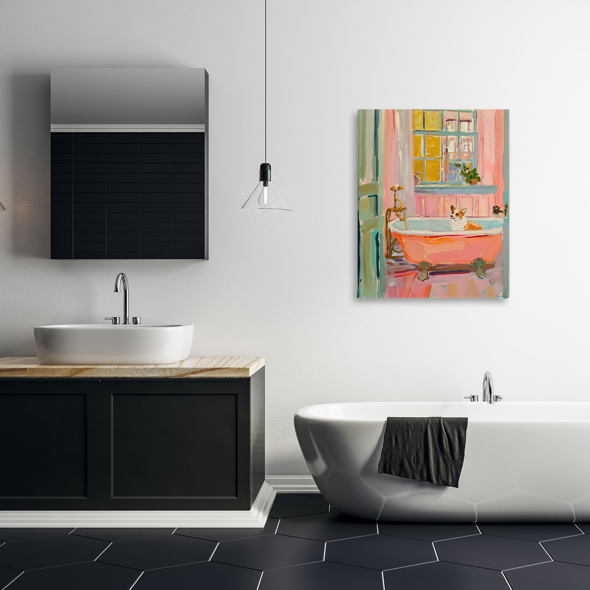 Stupell Industries Corgi in Bathtub Canvas Wall Art, design by The Prints Vibe