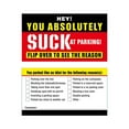 thumbnail image 1 of Bad Parking Cards You Absolutely Suck At Parking Cards Funny Parking Violation 2x3.5 Inch Reasons Violation Bad Parking Notes Funny Labels for Hilarious Prank, 1 of 8