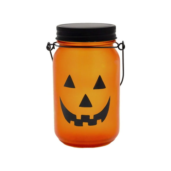 LumaBase Battery Operated Flame Effect Jack O'Lantern Mason Jar
