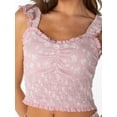 thumbnail image 3 of Celebrity Pink Women's Sweetheart Tank Top with Ruffle Straps, Sizes XS-XXXL, 3 of 6