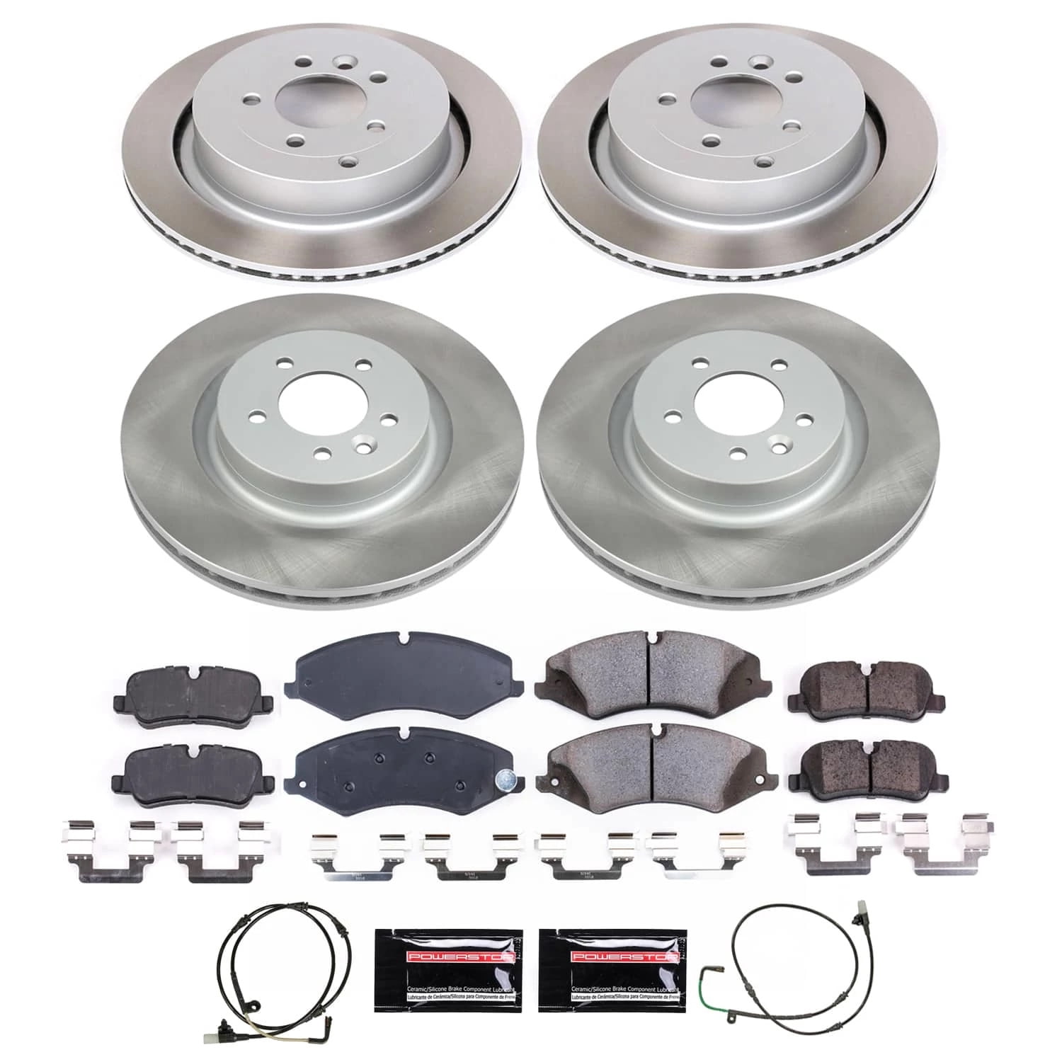 PowerStop Front and Rear Semi-Coated Rotor and Low-Dust Ceramic Brake Pad Kit SC7599