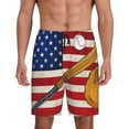 thumbnail image 1 of Bingfone American Flag And Baseball for Men's Short Pajama Pants, Elastic Waist Drawstring Summer Shorts-Large, 1 of 6