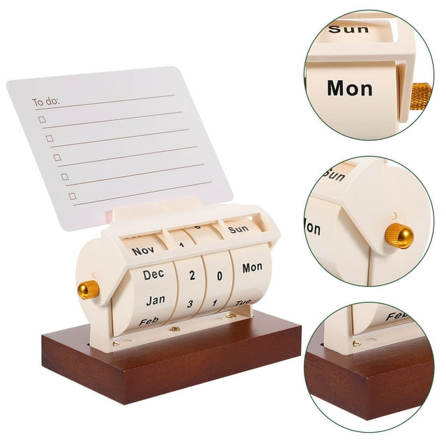 Luxshiny 1 Set Wood Perpetual Block Calendar for Desk Assorted Color with Date Adjustment Function 13.50X10.50X6.50CM