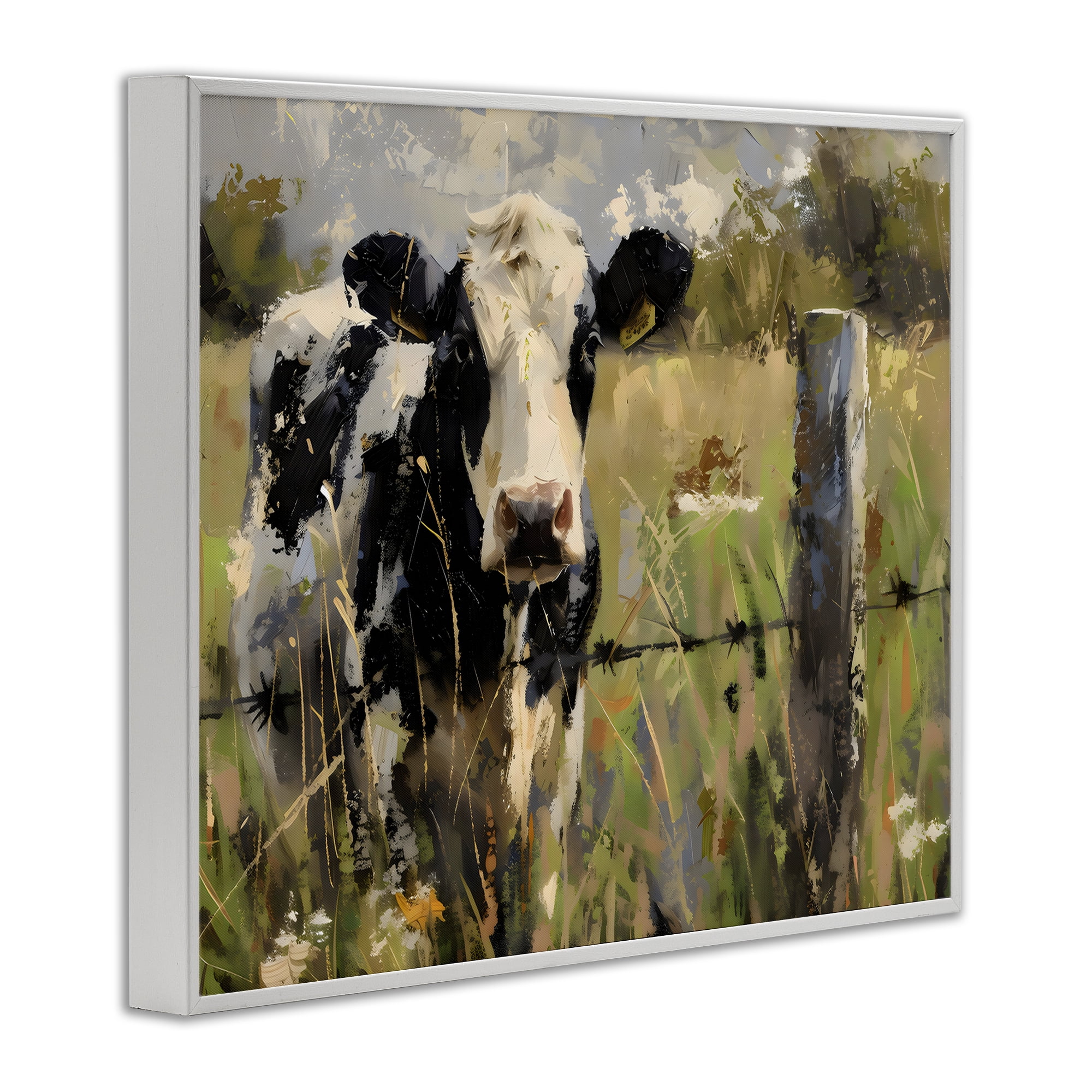 Stupell Industries Cow in Summer Pasture White Framed Giclee Art, design by Creative Studio
