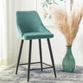 thumbnail image 2 of SAFAVIEH Kelsey Square Mid Back Counter Stool, Seafoam/Black, 2 of 13