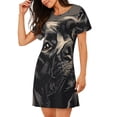 thumbnail image 2 of Logiee Vintage Dog Illustration Print Nightgowns for Women,Soft Short-Sleeved Lightweight Sleepwear, Loose Sleepshirts, 2 of 6