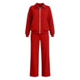 thumbnail image 6 of Tracksuits for Women Set Solid Color Zip Up Stand Collar Jacket and Wide Leg Pants with Pockets for Gym Workouts and Athletic Sports, 6 of 8