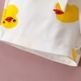 thumbnail image 5 of Kaprioy Girls Summer Clothes Outfits For Girls Toddler Sleeveless Cartoon Duck Prints Ruffles Vest Tops T Shirt Shorts Outfits Girls Summer Clothes, 5 of 6