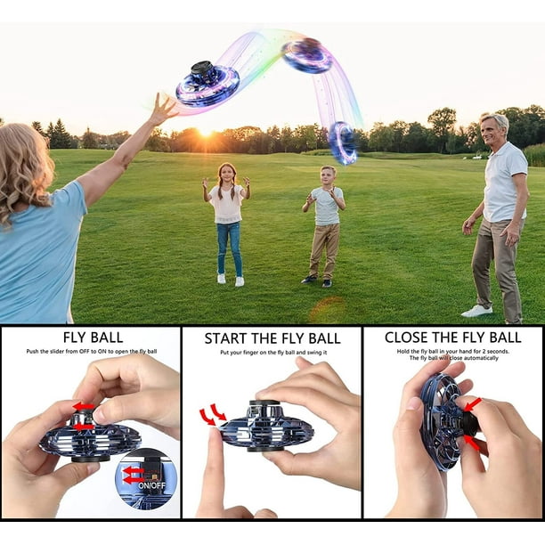 Flying Spinner Mini Drone, Mini Flying Ball Toys,with 360°Fly Rotating UFO  Fun Toy LED Light Flying Fidget Spinner Orb for Girls Boys Adult Indoor  Outdoor,Blue 