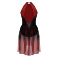thumbnail image 4 of dPois Robe de Danse Lyrique Sans Manches à Strass Brillants pour Femmes, Dégradé de Couleur, Robe de Danse Moderne en Maille Bourgogne TTG, 4 of 7