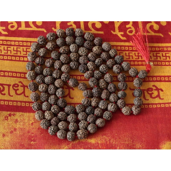 Natural Rudraksha Beads Mala - Hand Knotted 108 Rudraksha Seeds Japa Mala And Bracelet Set - Spiritual Shiva Prayer Too l- Om