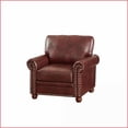 thumbnail image 3 of Single-Seat Burgundy Faux Leather Sofa – Round Arms, Solid Wood Legs for Living Room | Red | Wood | PU Leather, 3 of 6