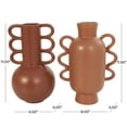thumbnail image 3 of CosmoLiving by Cosmopolitan 11", 12"H Orange Ceramic Vase with Varying Shapes and Wavy Handles, Set of 2, 3 of 12