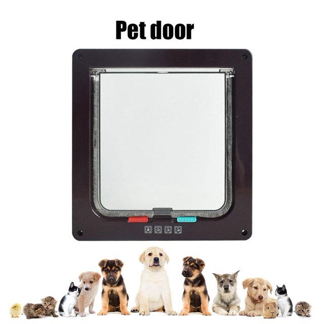 Puerta con solapa para perros y mascotas seguridad inteligente dirección de Control de bloqueo de 4 vías puerta para mascotas pequeñas Hugtrwg Para estrenar