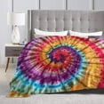 thumbnail image 5 of Tie Dye Colorful Rainbow Flannel Fleece Bed Blanket Throw Blanket Lightweight Cozy Plush Blanket for Bedroom Living Rooms Sofa Couch 60"x50", 5 of 5
