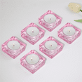 thumbnail image 4 of HofferRuffer 6-Piece Glass Candle Holders, Pink Square for Home Decor, Weddings, Parties, 4 of 9