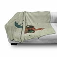 thumbnail image 3 of Hedgehog Soft Flannel Fleece Throw Blanket, Babynimal with Scarf Trying to Catch Her Umbrellon Windynd Rainy Day, Cozy Plush for Indoor and Outdoor Use, 60" x 80", Multicolor, by Ambesonne, 3 of 6