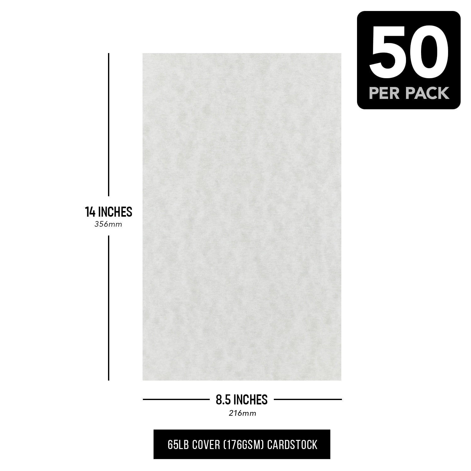 Gunmetal Parchment Cardstock – Multipurpose Parchment Card Stock for Certificates, Menus and Wedding Invitations | Medium Weight 65lb Cover (176gsm) | 8.5 x 14” (Legal Size) | 50 Sheets per Pack