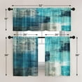 thumbnail image 4 of Turquoise Kitchen Curtains Teal Grey Window Curtains Valance and Tier Set 36 Inch, Modern Rod Pocket Short Tier Curtain, Abstract Art Small Cafe Curtains for Kitchen Decor, 4 of 6