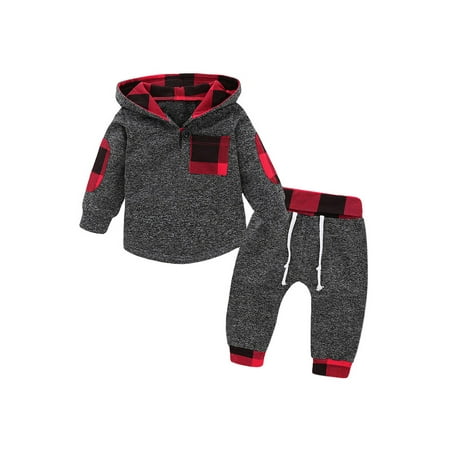 

Diconna Baby Boy Hooded Tops Pants Outfits Cotton Blend Black 9-18 Months