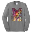 thumbnail image 2 of Wild Bobby Dean Russo Colorful Cat Abyssinian Cat Lover Men Long Sleeve Shirt, Heather Grey, XX-Large, 2 of 5