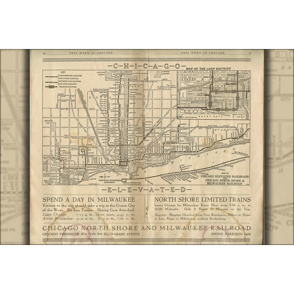 24"x36" Gallery Poster, 1921 Chicago L map
