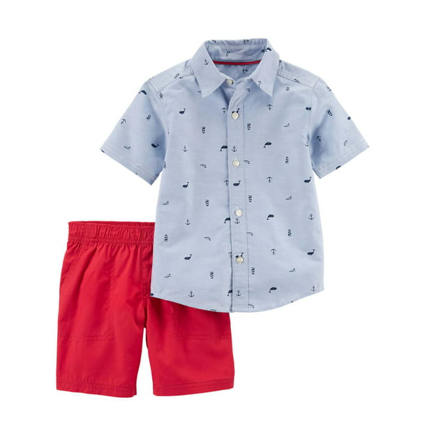 Carters Toddler Boys Blue Whale & Anchor Baby Outfit Shirt & Coral Shorts  Set 3T - Walmart.com
