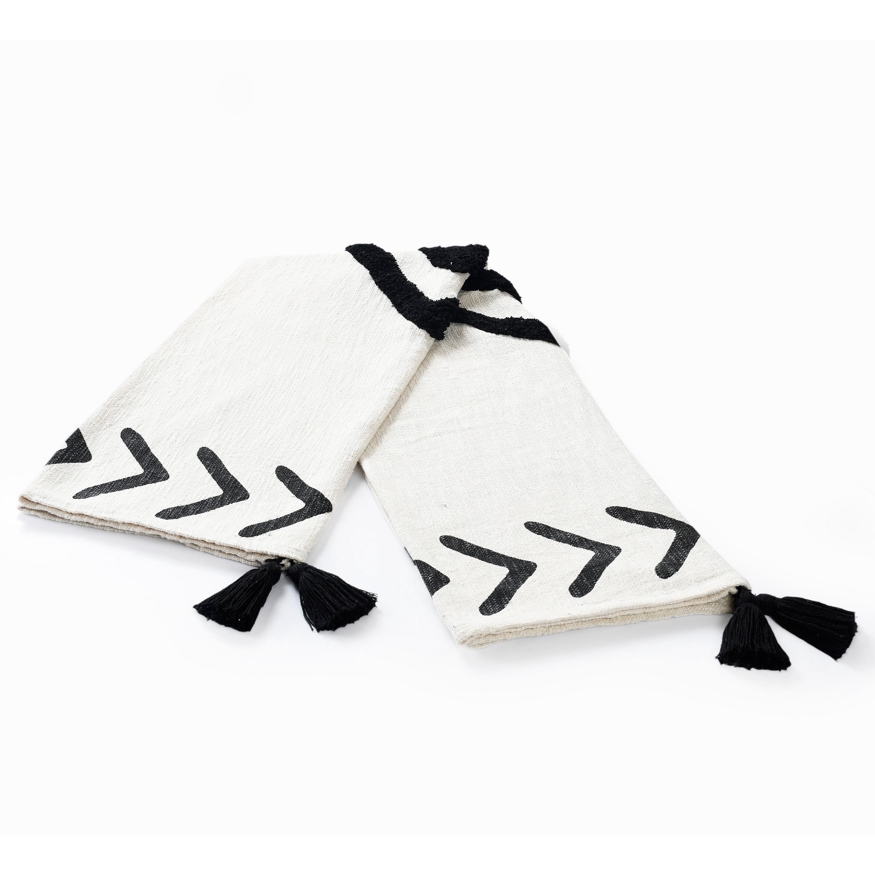 LR Home and Evette Rios Cream and Black Center Diamond Cotton Throw Blanket, 50" x 60"