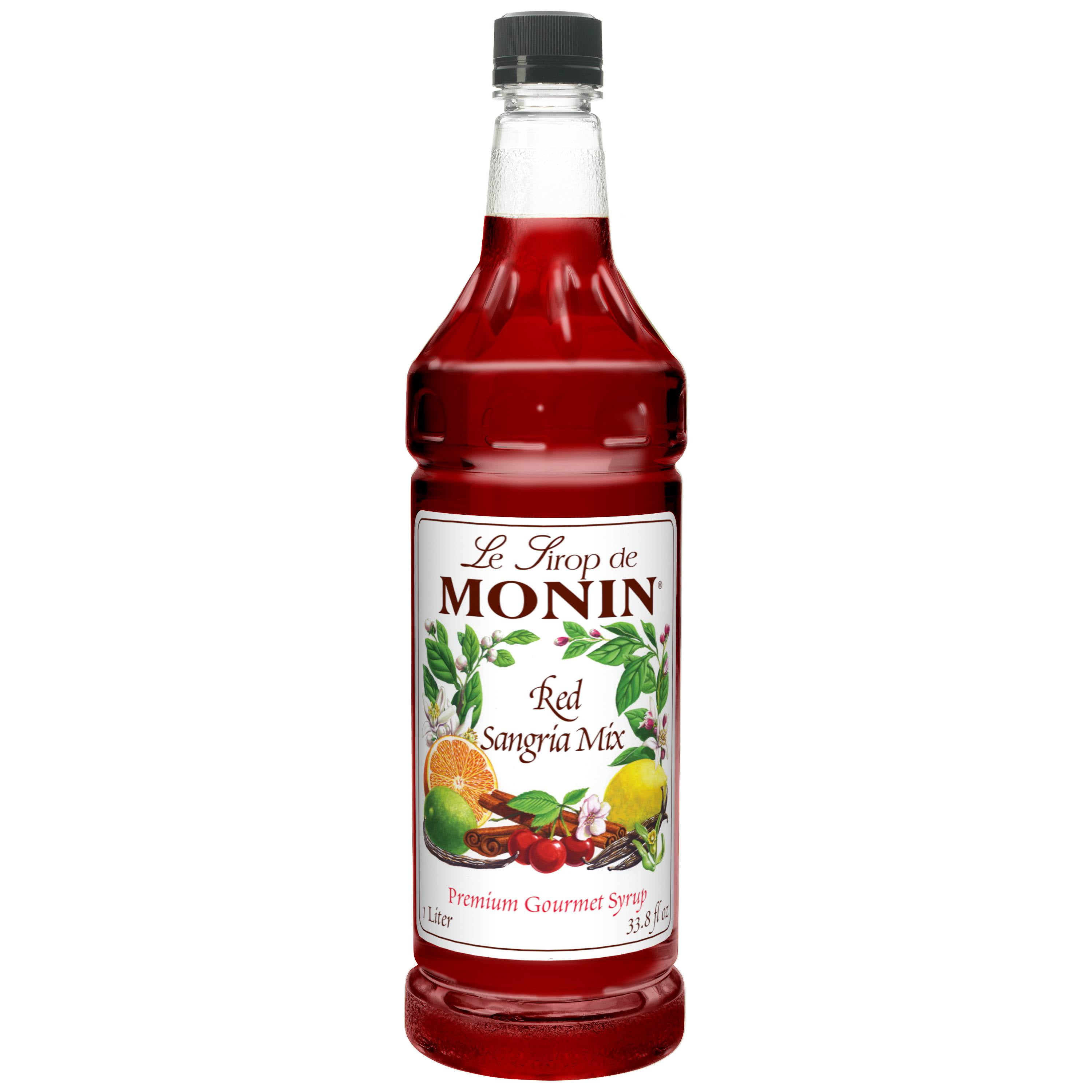 Monin Flavored Syrup, Red Sangria Mix, 33.8Ounce Plastic Bottles (Pack of 4)