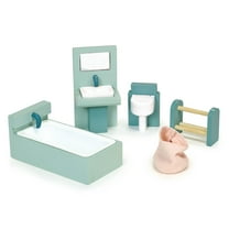 Mentari Toys - Bathroom - Wooden Dollhouse Furniture Set for Dollhouse Bathroom - Furniture Incl Toilet, Bathtub, Sink and Other Accessories - Age 3 