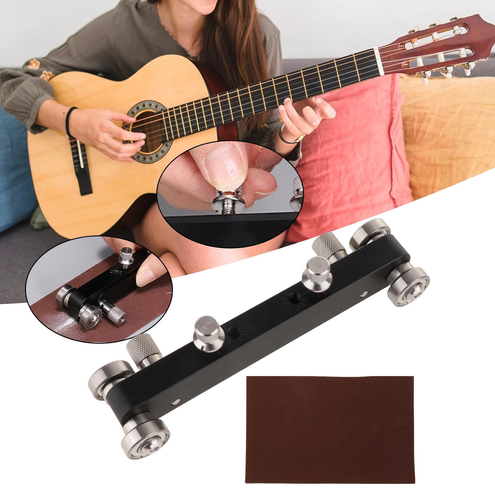 Guitar Nut Sander Bridge Saddle Luthier Tool Aluminum Alloy Four Point Positioning for Beginners and Experts