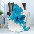 thumbnail image 4 of Art Motion Soft Flannel Fleece Blanket, Smoke Looking Like Ink Spreading in Water Pattern on Plain Backdrop, Cozy Plush for Indoor and Outdoor Use, 70" x 90", White and Deep Sky Blue, by Ambesonne, 4 of 5