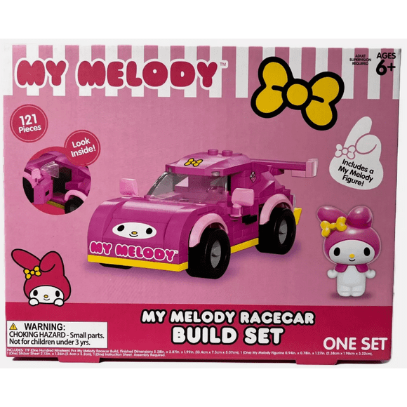 Hello Kitty My Melody Racecar Build Set & Figure - 121 pieces