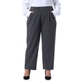 thumbnail image 1 of Conjuntos de trabajo de oficina para mujeres de tallas grandes Agnes Orinda, pantalones de negocios casuales de cintura alta y rectos con bolsillo 3X en gris, 1 of 6