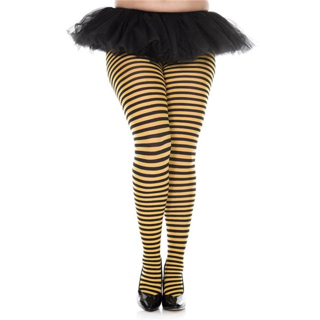 Collants Rayés Grande Taille, Noir & Jaune