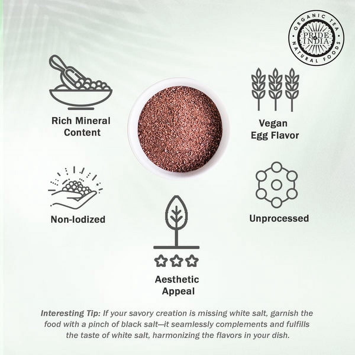 Pride of India - PACK of 6 - Himalayan Black Salt Fine, Kala Namak, 2.2 lbs, Natural Faux Egg Flavor, Ideal for Vegan Cooking, Gluten-Free